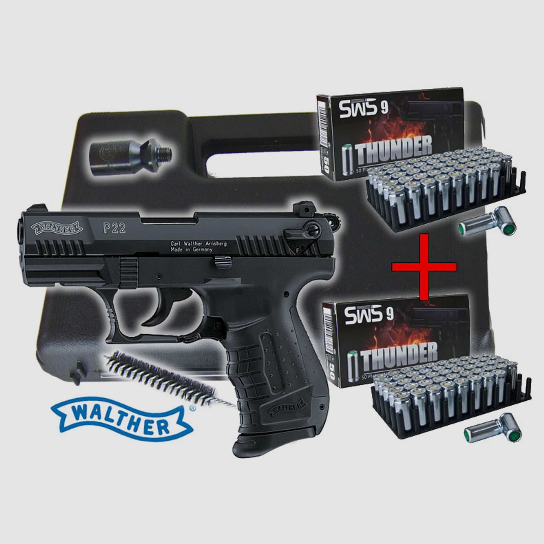 Schreckschuss Pistole Walther P22 Classic schwarz Kaliber 9 mm P.A.K. (P18) +100 Schuss