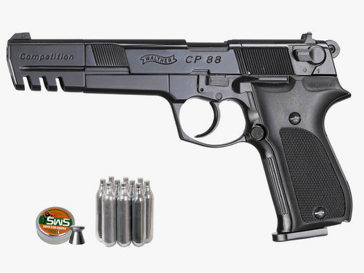 CO2 Pistole Walther CP88 Competition Lauf 6 Zoll schwarz Kaliber 4,5 mm Diabolo (P18)+ Diabolos CO2 Kapsel