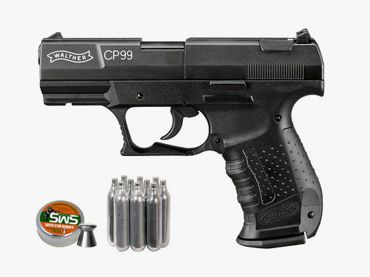 CO2 Pistole Walther CP99 schwarz Kaliber 4,5 mm Diabolo (P18)+ Diabolos CO2 Kapsel