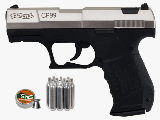 CO2 Pistole Walther CP99 Lauf 3 Zoll nickel Kaliber 4,5 mm Diabolos (P18)  Diabolos CO2 Kapsel