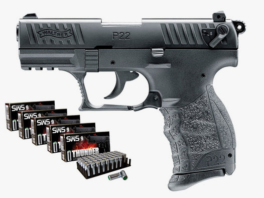 Schreckschuss Pistole Walther P22Q schwarz Kaliber 9 mm P.A.K. (P18) + 250 Schuss