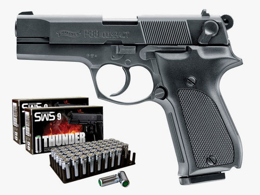 Schreckschuss Pistole Walther P88 Compact Kaliber 9 mm P.A.K. (P18) + 100 Schuss