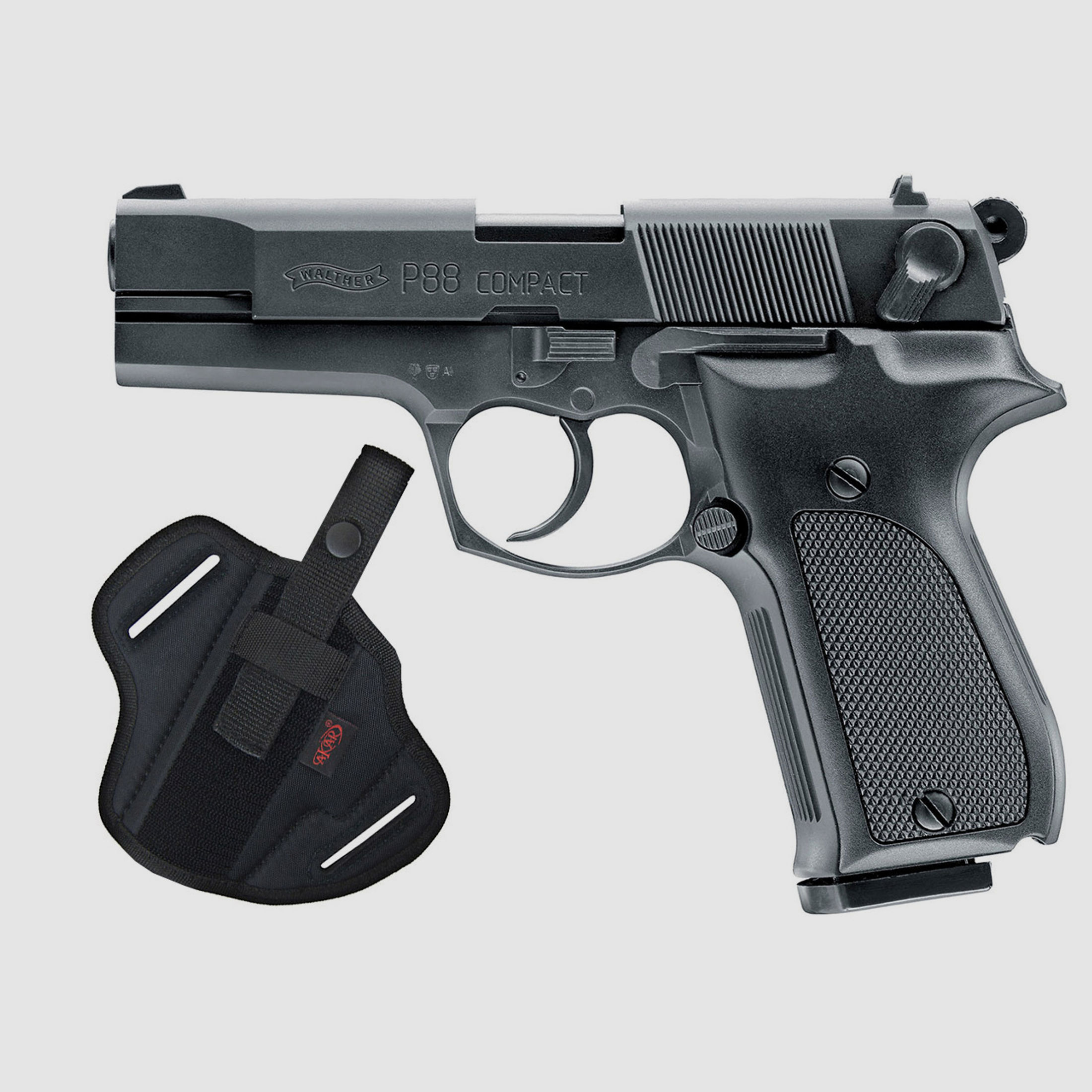 Schreckschuss Pistole Walther P88 Compact Kaliber 9 mm P.A.K. (P18) + Universalholster