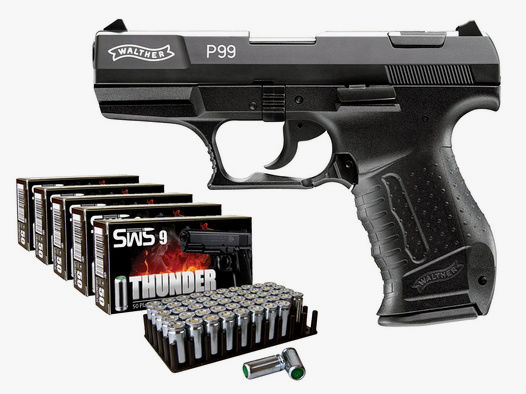 Schreckschuss Pistole Walther P99 schwarz Kaliber 9 mm P.A.K. (P18) + 250 Schuss
