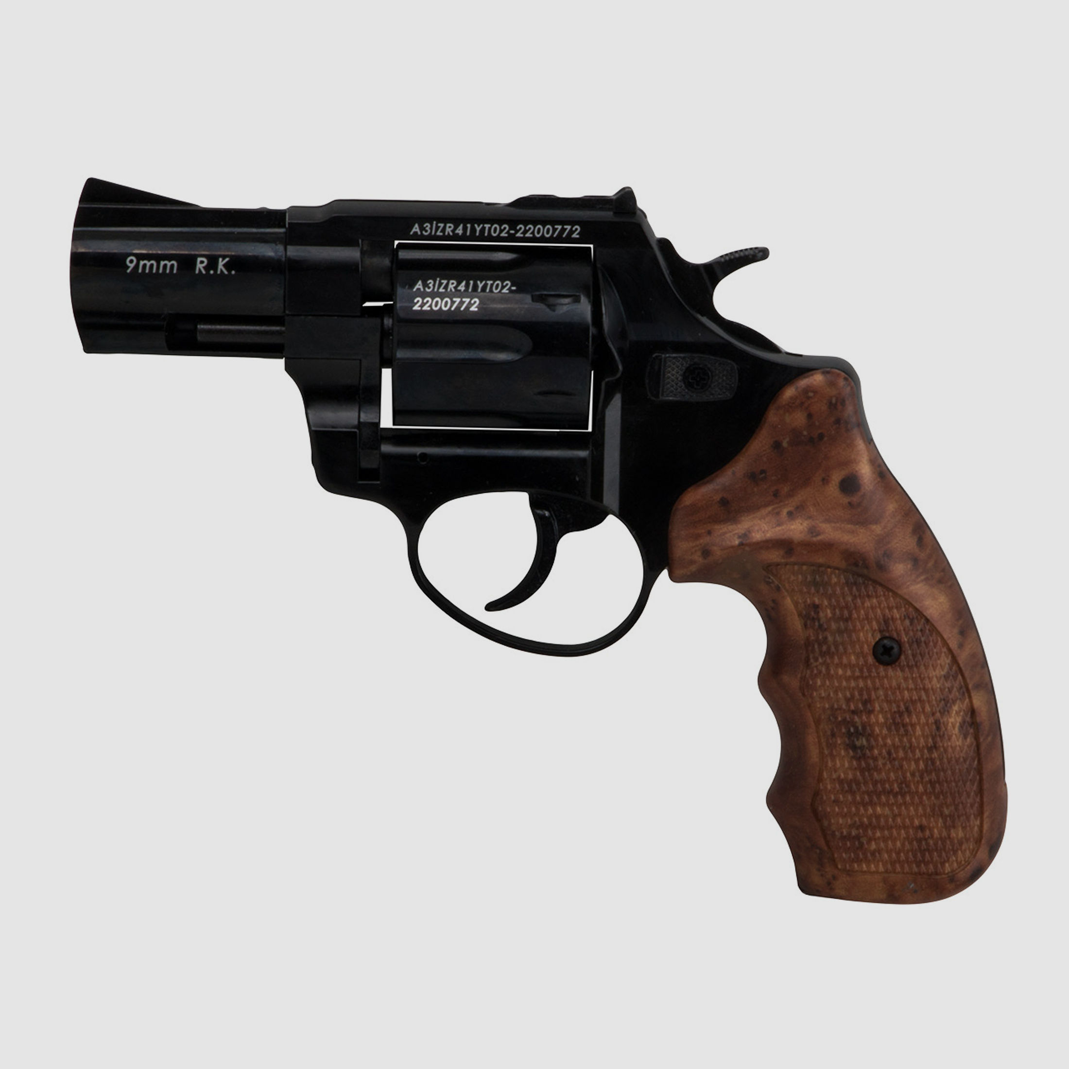Schreckschuss Revolver Zoraki R1 Shiny Black 2,5 Zoll Holzoptik Griffschalen PTB 1022 Kaliber 9 mm R.K. (P18)