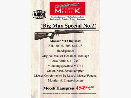 Mauser M12 Big Max, mit Leica Fortis 6 2-12x50, ohne Schiene