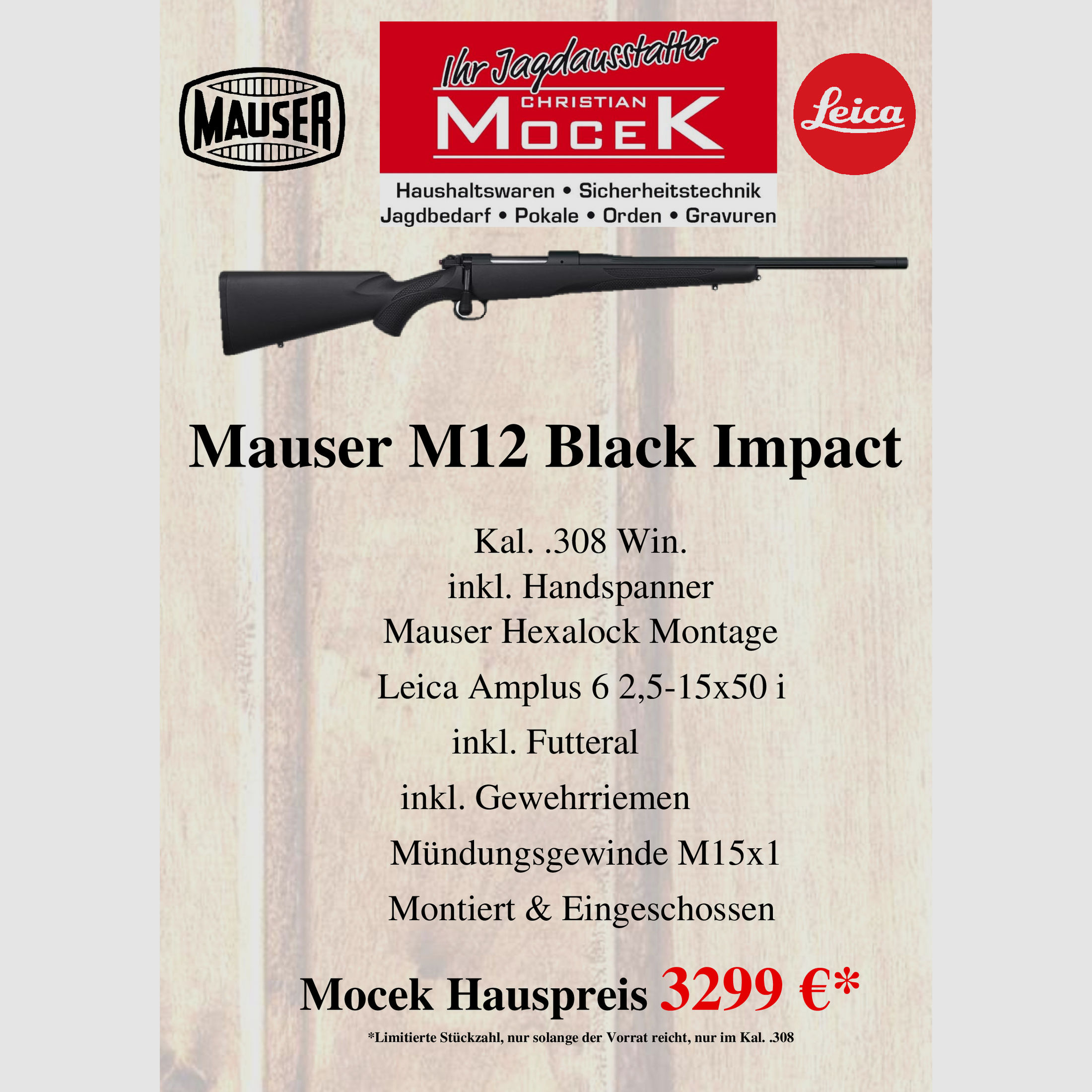Mauser M12 Black Impact, mit Leica Amplus 6 2,5-15x50 i