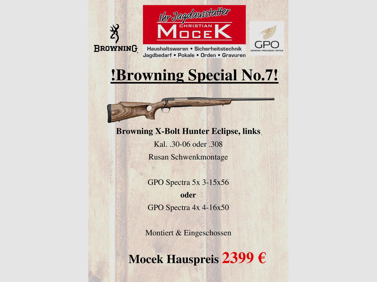 Browning X-Bolt Hunter Eclipse, mit GPO Spectra, links