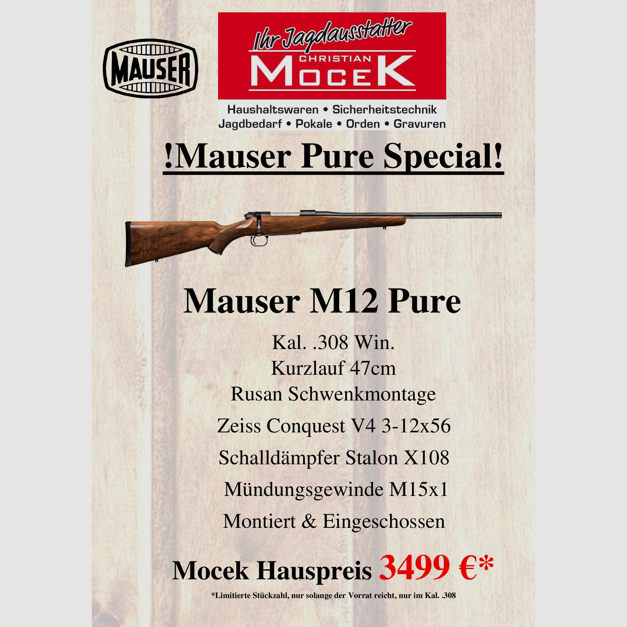 Mauser M12 Pure, mit Zeiss Conquest V4 3-12x56