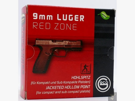 Geco 9mm Luger RED ZONE HP 8,0g / 124grs, Kurzlauf