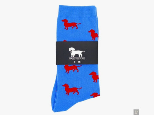 Krawattendackel Socken blau Dackel rot Größe 41-46
