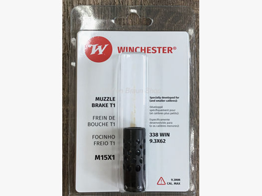 Mündungsbremse Winchester T1 THR M15x1, Black, Außendurchmesser 19,6, Kal. 9,3mm, 9,3x62,.338 Win