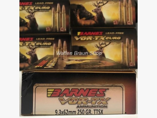 BARNES 31312 VOR-TX EURO	CENTERFIRE RIFLE AMMO 9,3X62MM	250GR TTSX 20 Stück