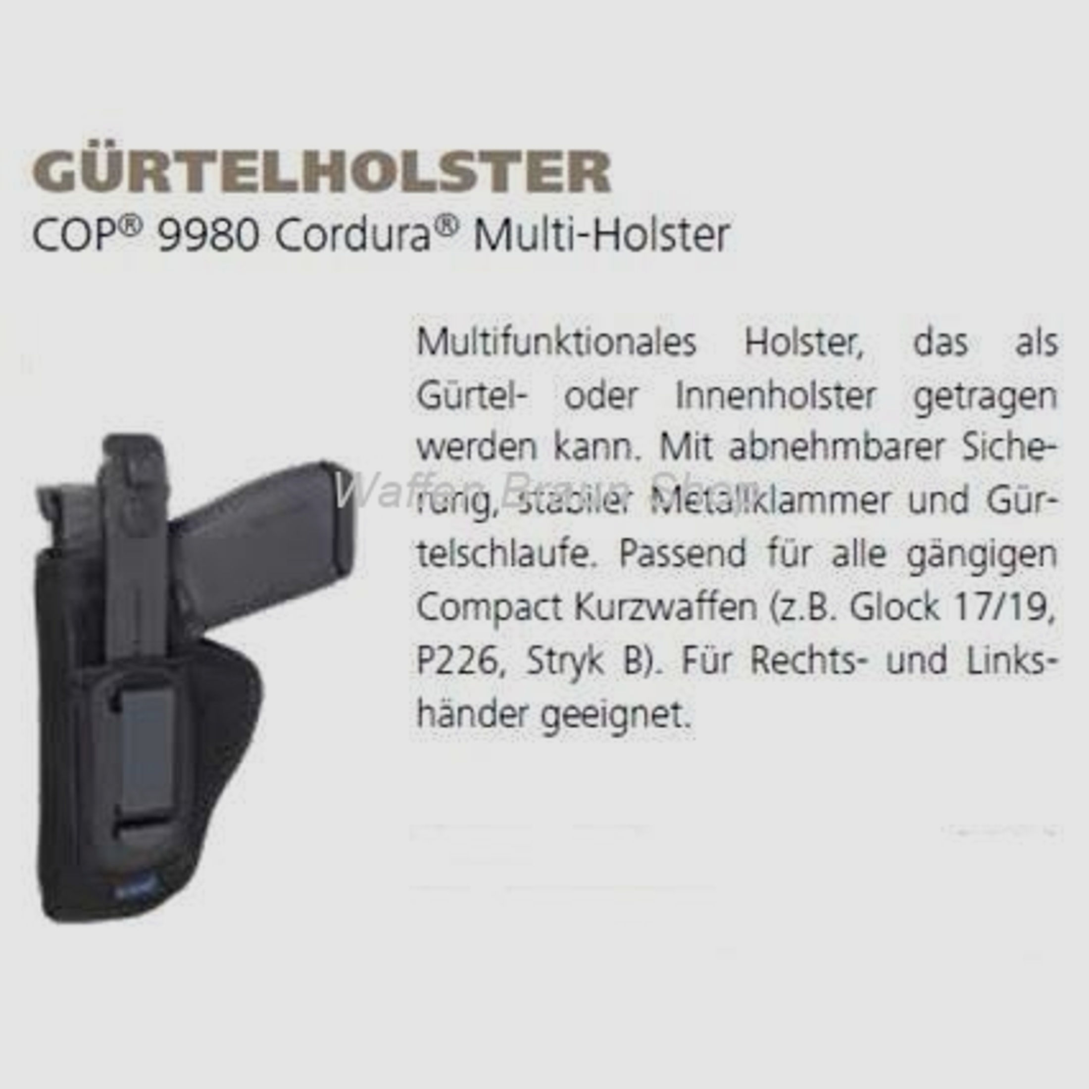 Gürtelholster COP® Cordura® Multi-Holster für alle gängigen Compakt Kurzwaffen