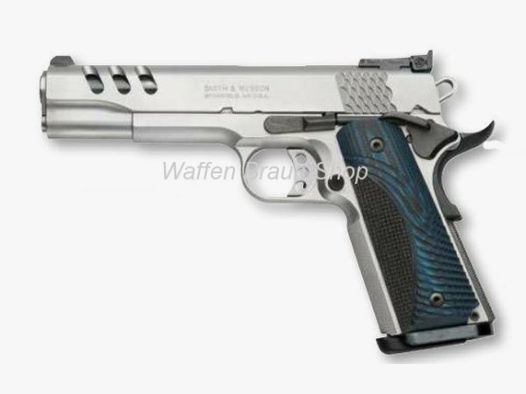 S&W Pistole Mod. PC Custom SW1911, 5", cal. .45 ACP, stainless/GB, mit skelettierten