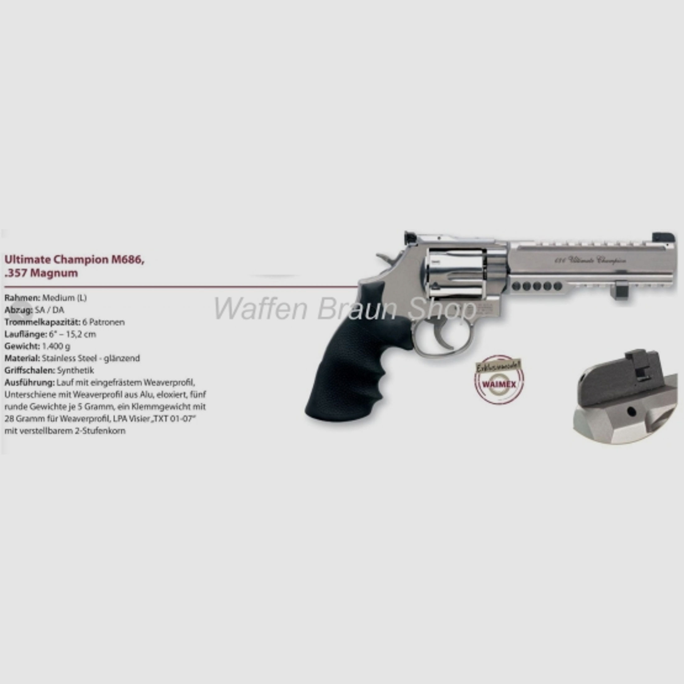 Smith & Wesson Mod 686 Ultimate Champion .357 Mag 6 " stainless