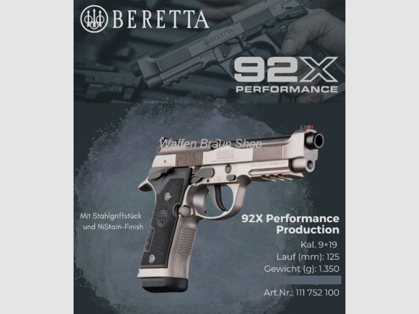 Beretta 92X Performance LL125 mm 9 mm Luger 15 Schuss
