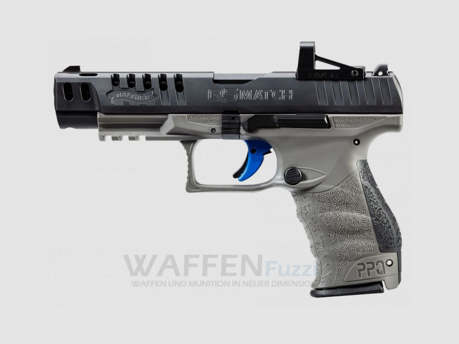 Walther PPQ Q5 Match Combo Kaliber 9mm Luger Tungsten Grey Shield RMSc Red Dot