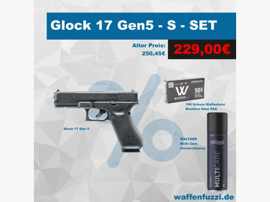 Glock 17 Gen5 Schreckschusspistolen Set "S" Kaliber 9mm PAK
