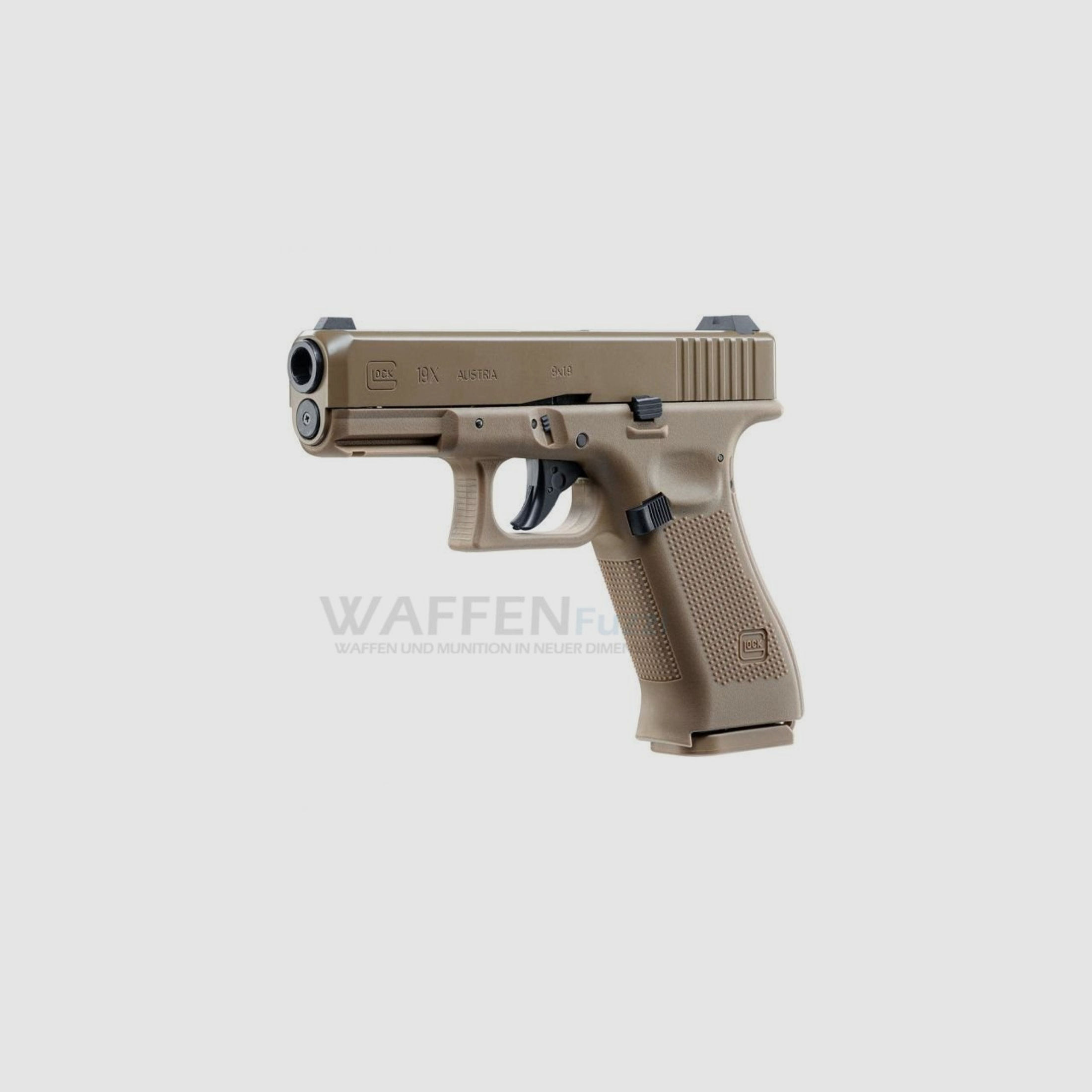 Glock 19X FDE CO2 Pistole Kaliber 4,5mm Stahl BB BlowBack