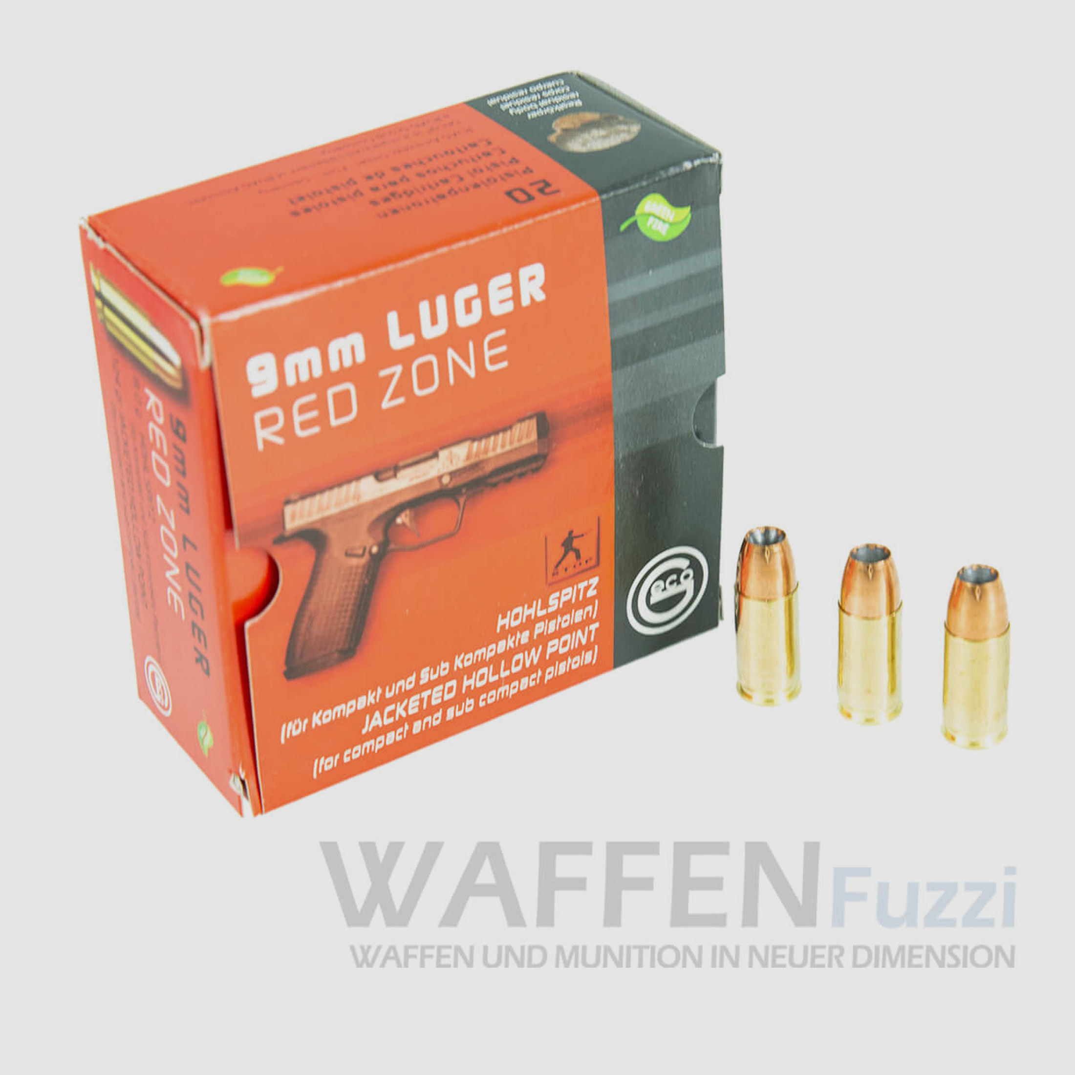 Geco 9mm Luger Hohlspitz 123gr 20 Schuss - Green Fire