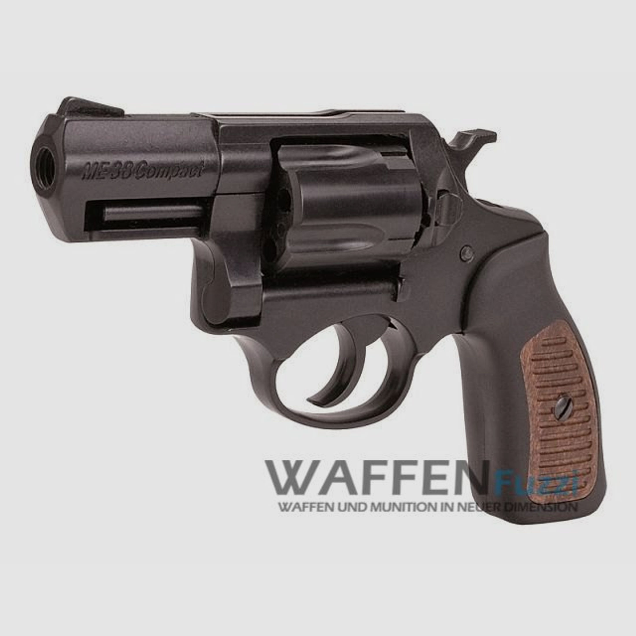 ME 38 Compact Revolver Schreckschusswaffe brüniert mit braunem Griff