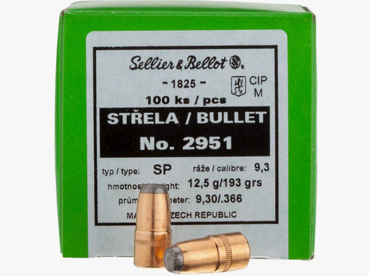 Sellier & Bellot Geschosse 9,3mm/.366 SP 193GR 100 Stück