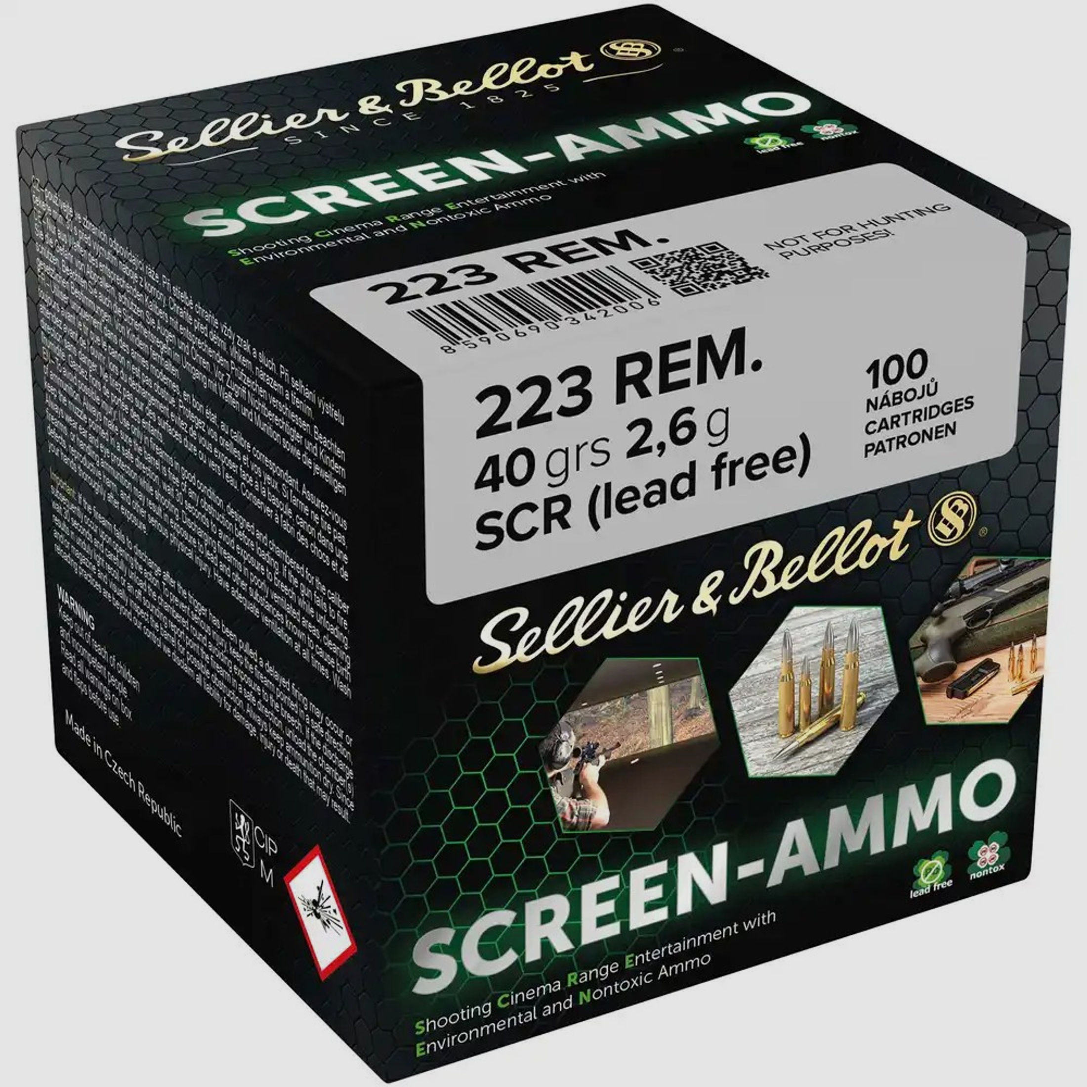 Sellier & Bellot .223 Rem. 2,6g/40GR SCR (Screen-Ammo) 100 Patronen