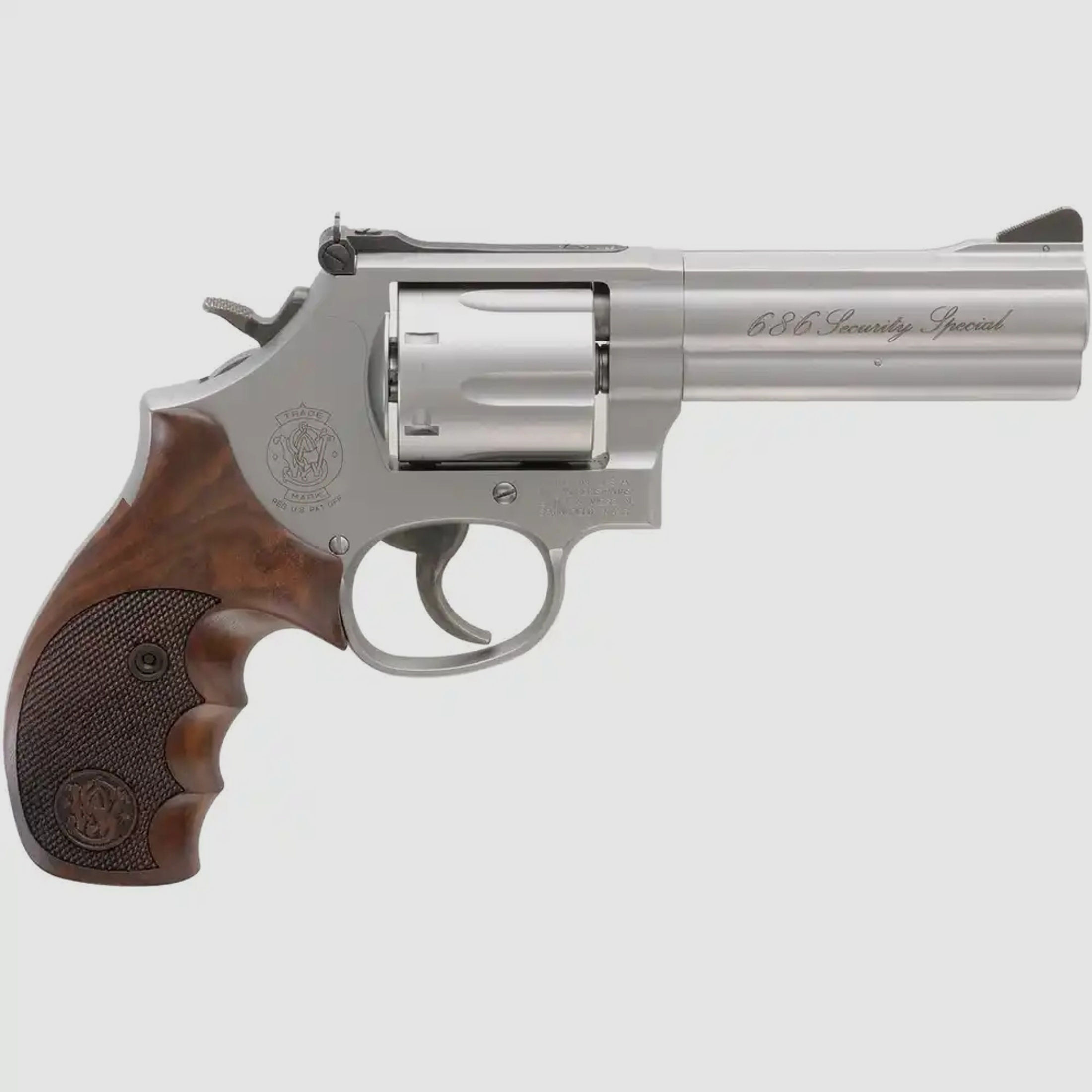 Smith & Wesson Revolver M686 "Security Special", 4", RB, .357 Mag. stainless/matt, NILL-Combatgriff