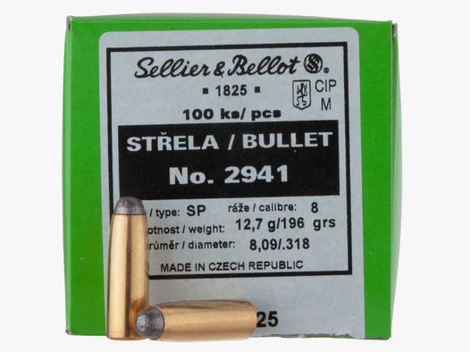 Sellier & Bellot Geschosse 8mm J / .318 (8x57 I / 8x57 IR) SP 196GR 100 Stück