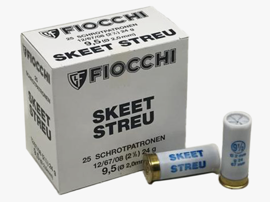 Fiocchi Skeet Streu Sportschrot .12/67 24G #9,5 25 Patronen