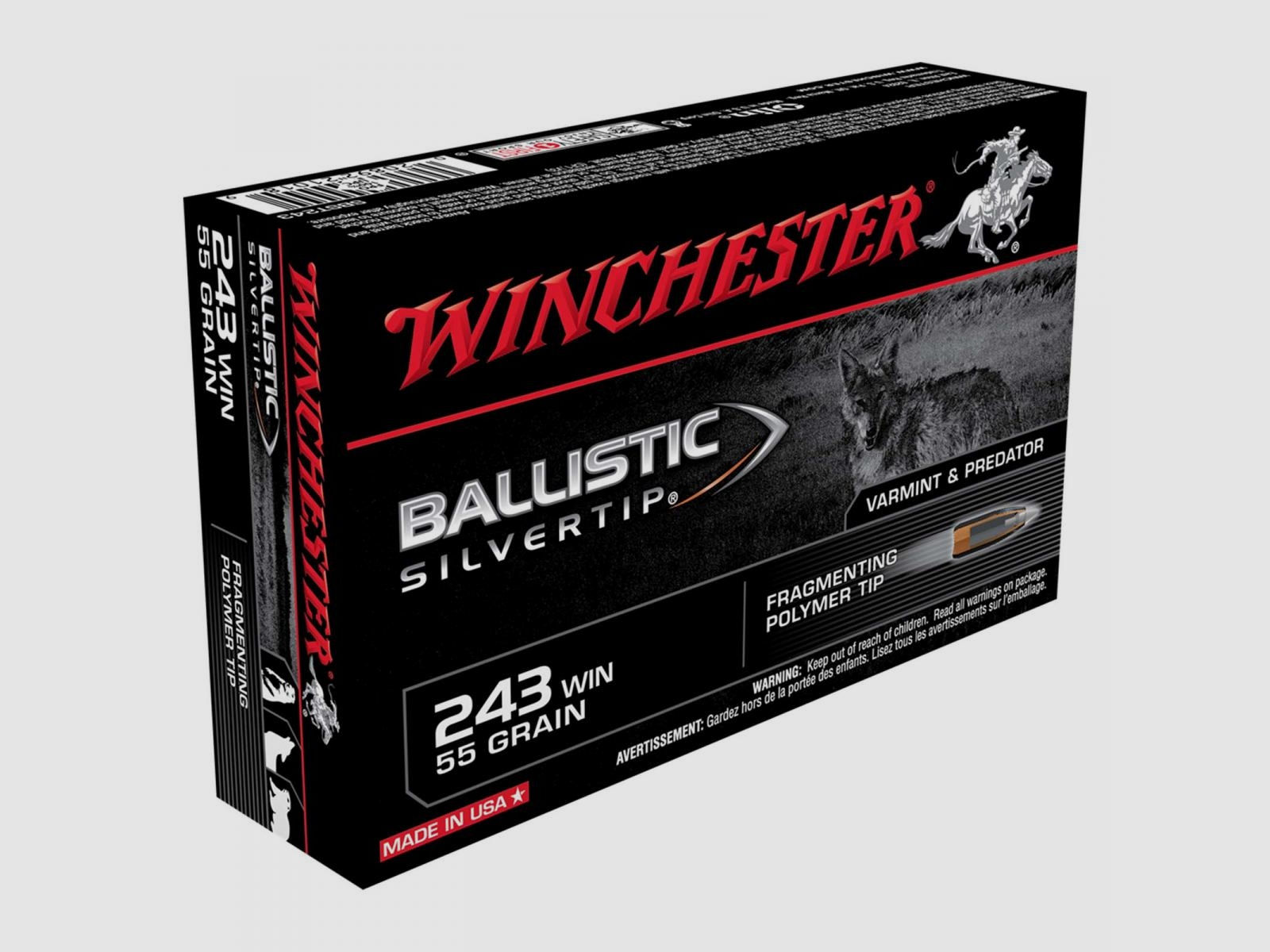 Winchester Ballistic Silvertip .243 Win. 55GR Fragmenting Polymer Tip 20 Patronen