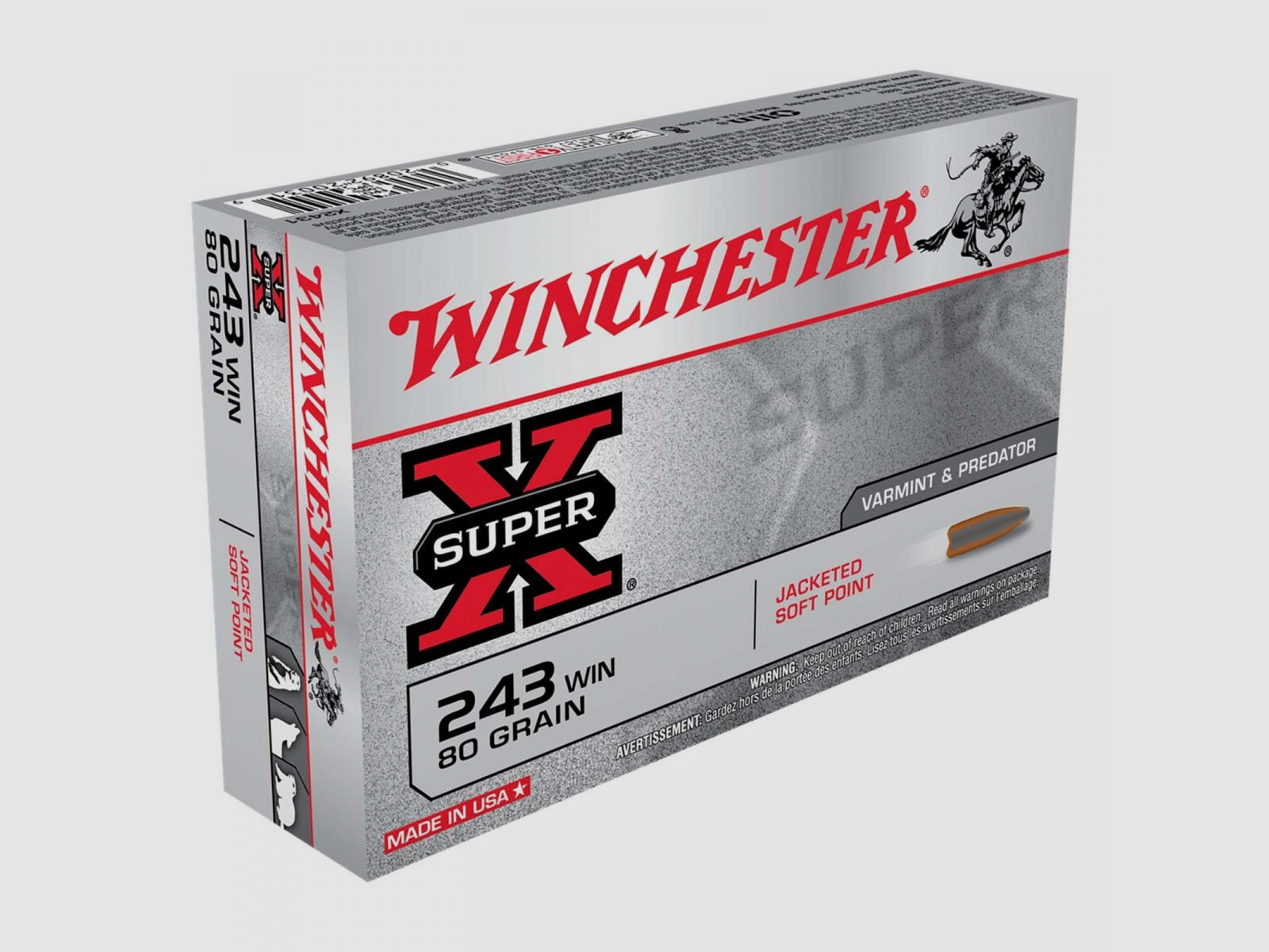 Winchester Super-X .243 Win. 80GR JSP 20 Patronen
