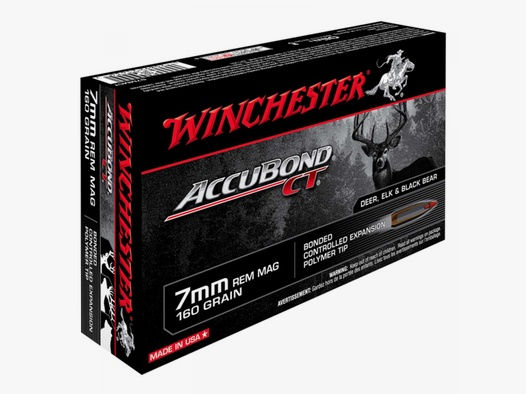 Winchester Accubond CT 7mm Rem. Mag. 160GR Bonded Controlled Expansion Polymer Tip 20 Patronen
