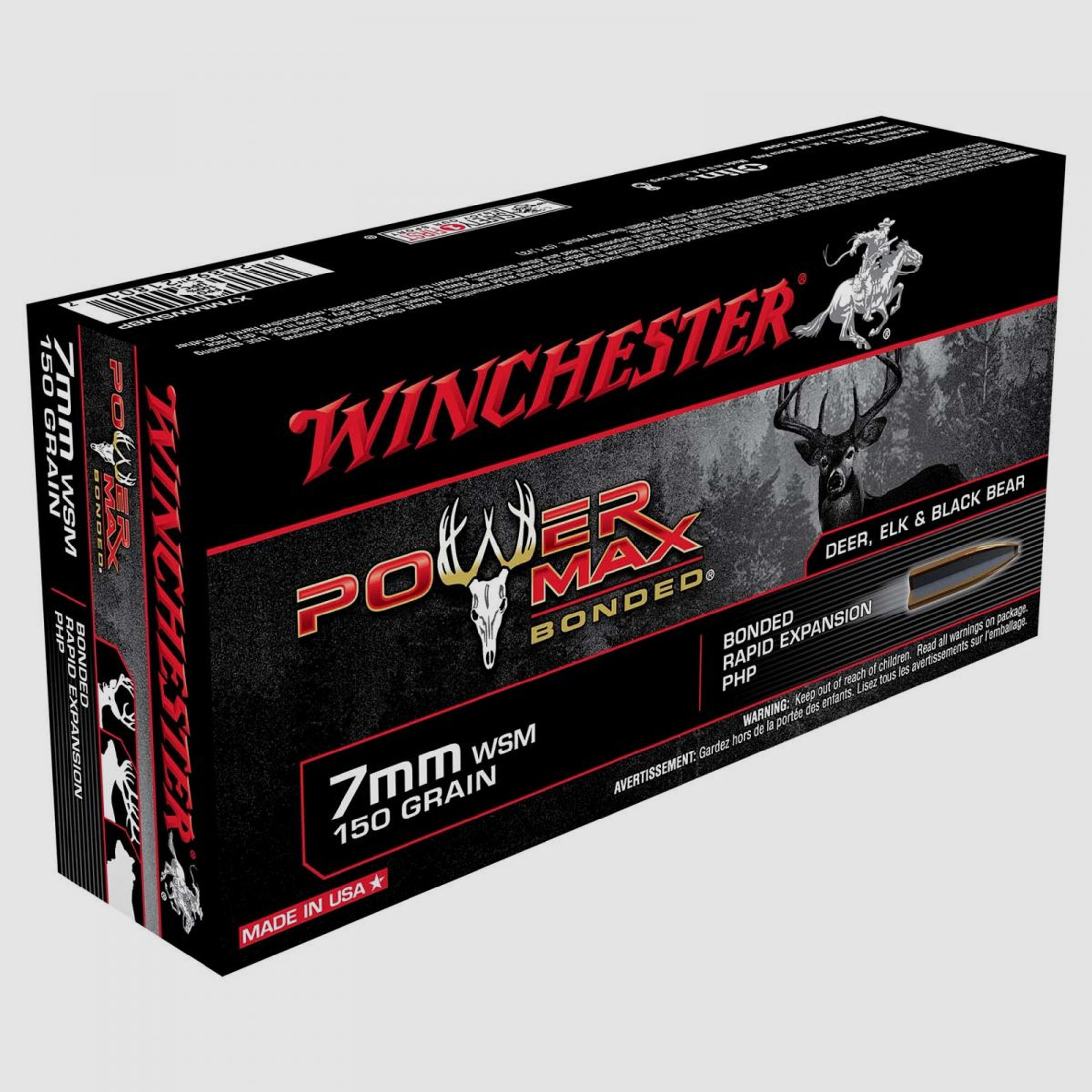 Winchester Power Max Bonded 7mm WSM 150GR Bonded Rapid Expansion PHP 20 Patronen