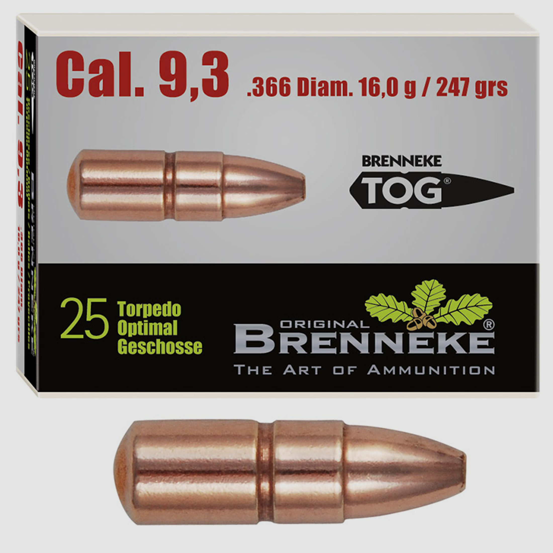 Brenneke Geschoss 9,3mm (.366) TOG 16g / 247grs 25 Stück