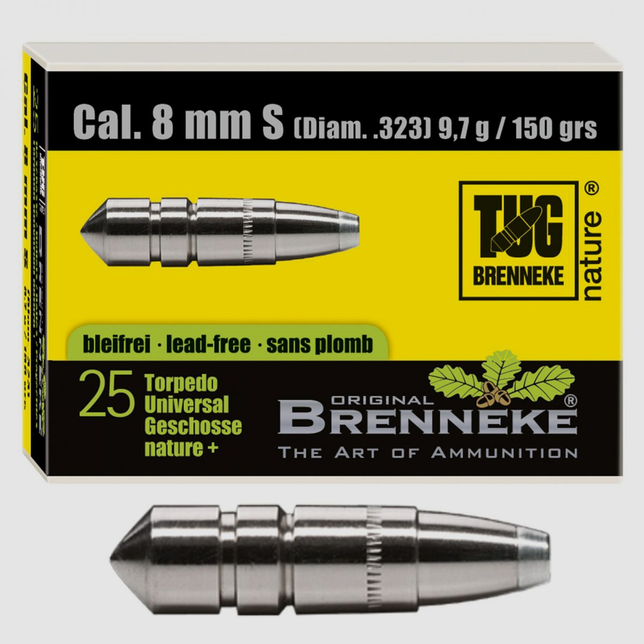 Brenneke Geschoss 8mm S (.323) TUG nature+ 9,7g / 150grs 25 Stück