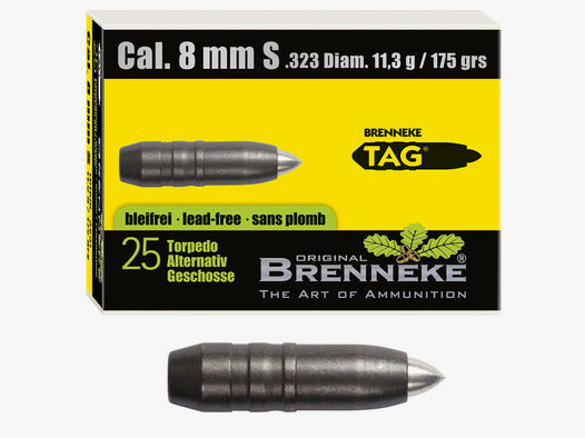 Brenneke Geschoss 8mm S (.323) TAG 11,3g / 175grs 25 Stück