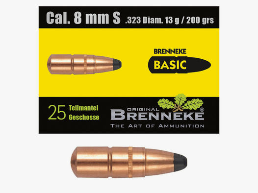 Brenneke Geschoss 8mm S (.323) BASIC 13g / 200grs 25 Stück