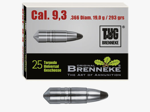Brenneke Geschoss 9,3mm (.366) TUG 19g / 293grs 25 Stück