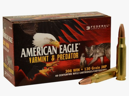 Federal American Eagle Varmint & Predator .308 Win. 130GR JHP 40 Patronen