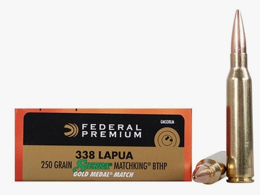 Federal Premium Gold Medal Sierra MatchKing .338 Lapua Mag. 250GR BTHP 20 Patronen