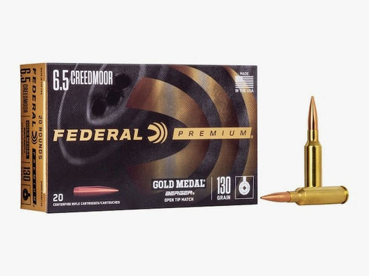 Federal Premium Gold Medal Berger 6,5mm Creedmoor 130GR AR Hybrid OTM 20 Patronen