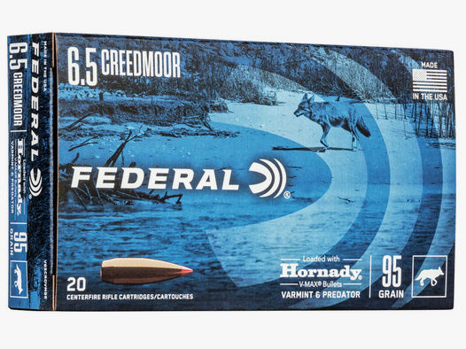 Federal Varmint & Predator 6,5mm Creedmoor 95GR Hornady V-Max 20 Patronen