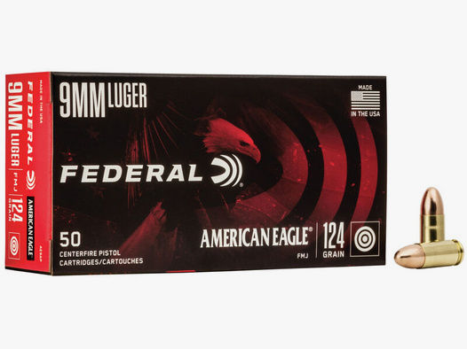 Federal American Eagle 9mm Luger 124GR FMJ 50 Patronen