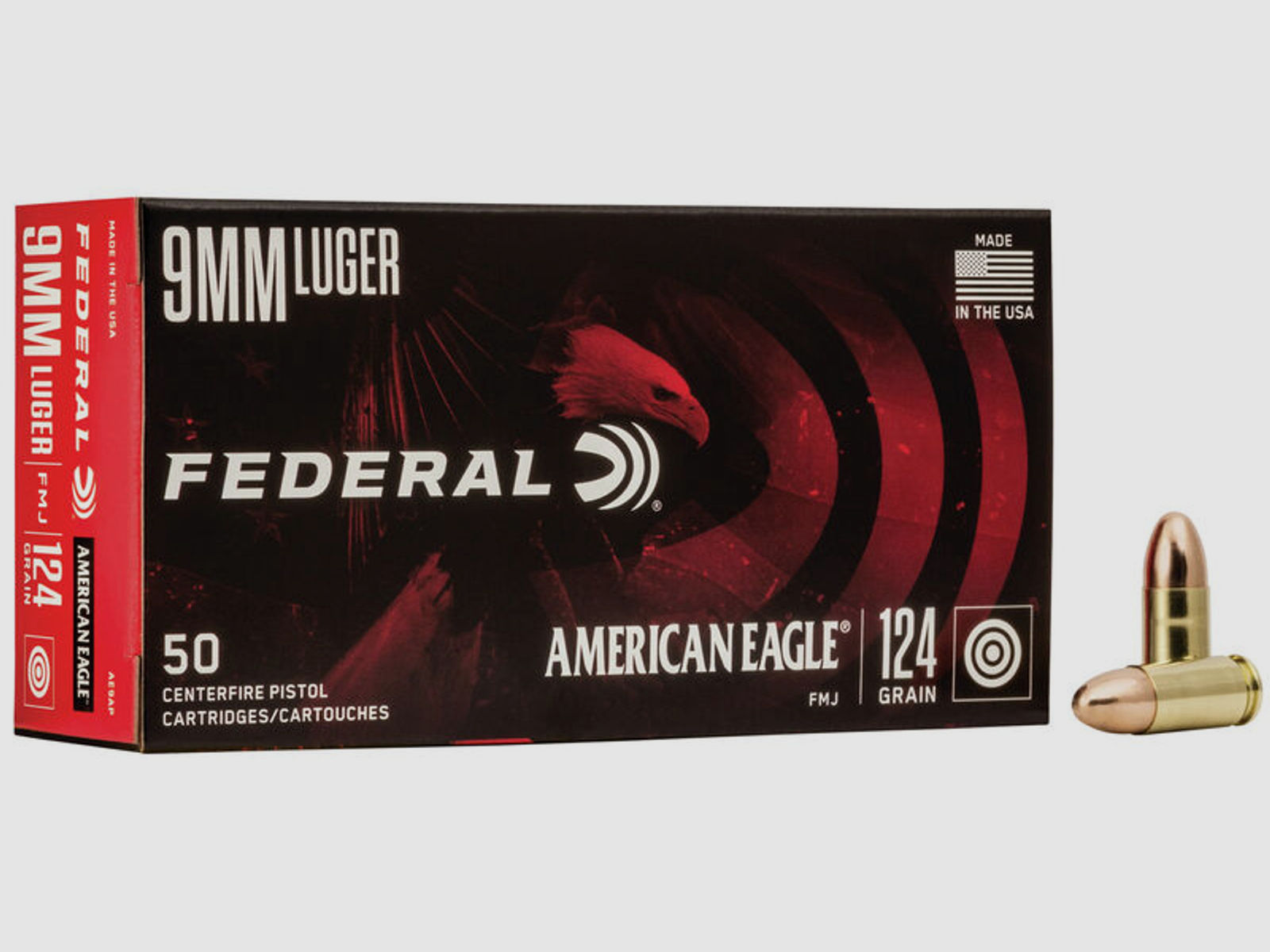 Federal American Eagle 9mm Luger 124GR FMJ 50 Patronen