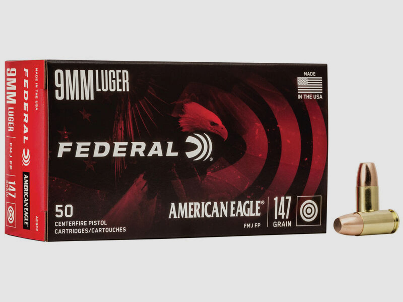 Federal American Eagle 9mm Luger 147GR FMJ 50 Patronen