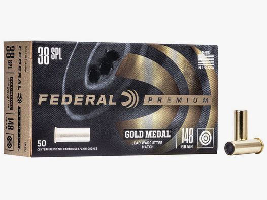 Federal Premium Gold Medal .38 Special 148GR Lead WC 50 Patronen