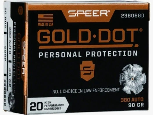 Speer Gold Dot Personal Protection .380 ACP 90GR GDHP 20 Patronen