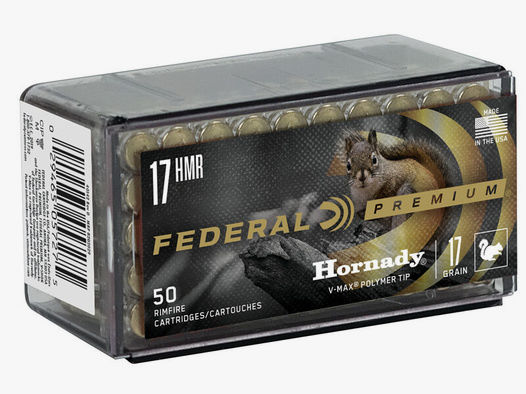 Federal Premium Varmint & Predator .17 HMR 17GR Hornady V-Max 50 Patronen